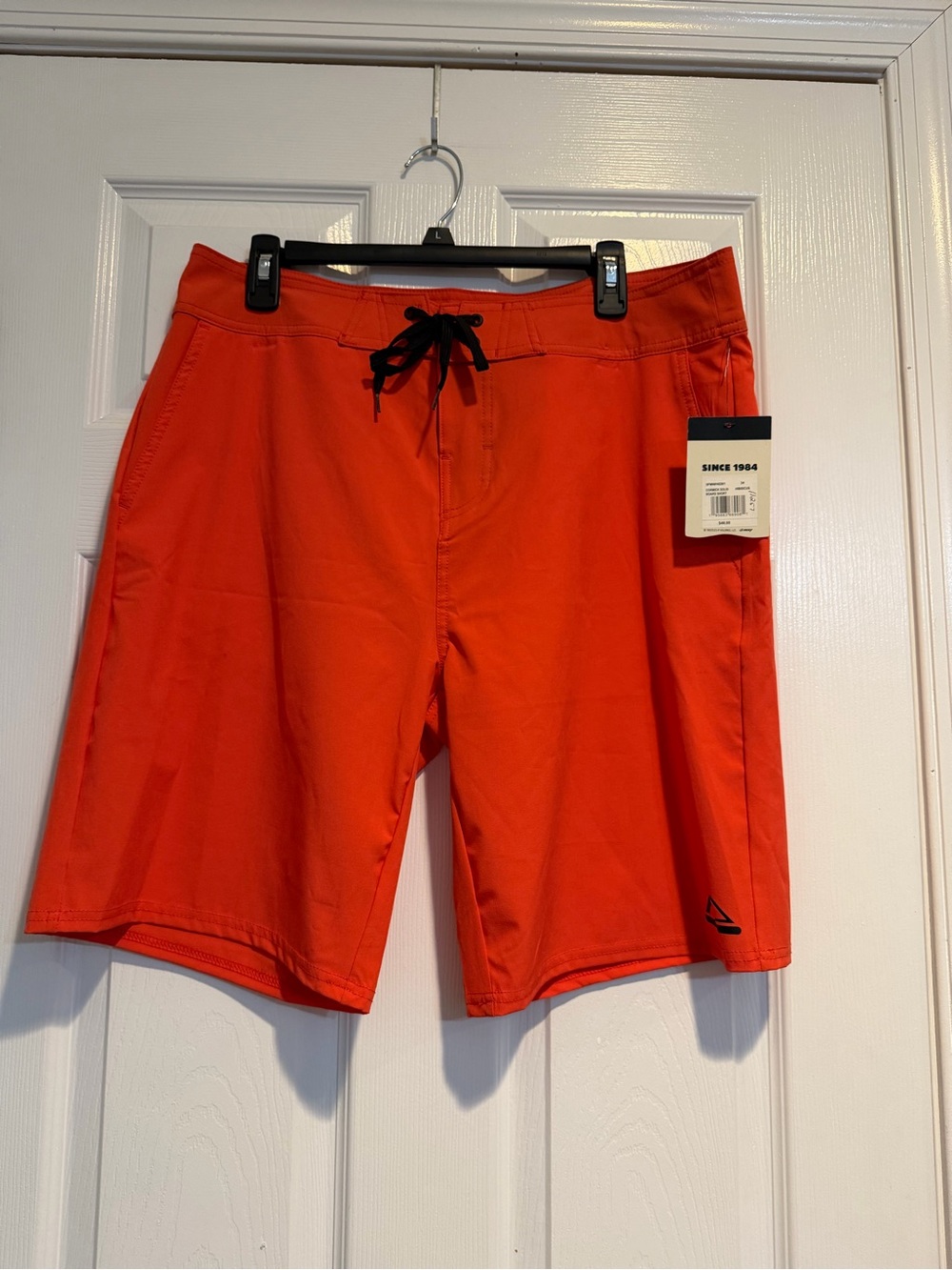 Reef Men's Bright Orange Swim Board Shorts with Black Drawstring